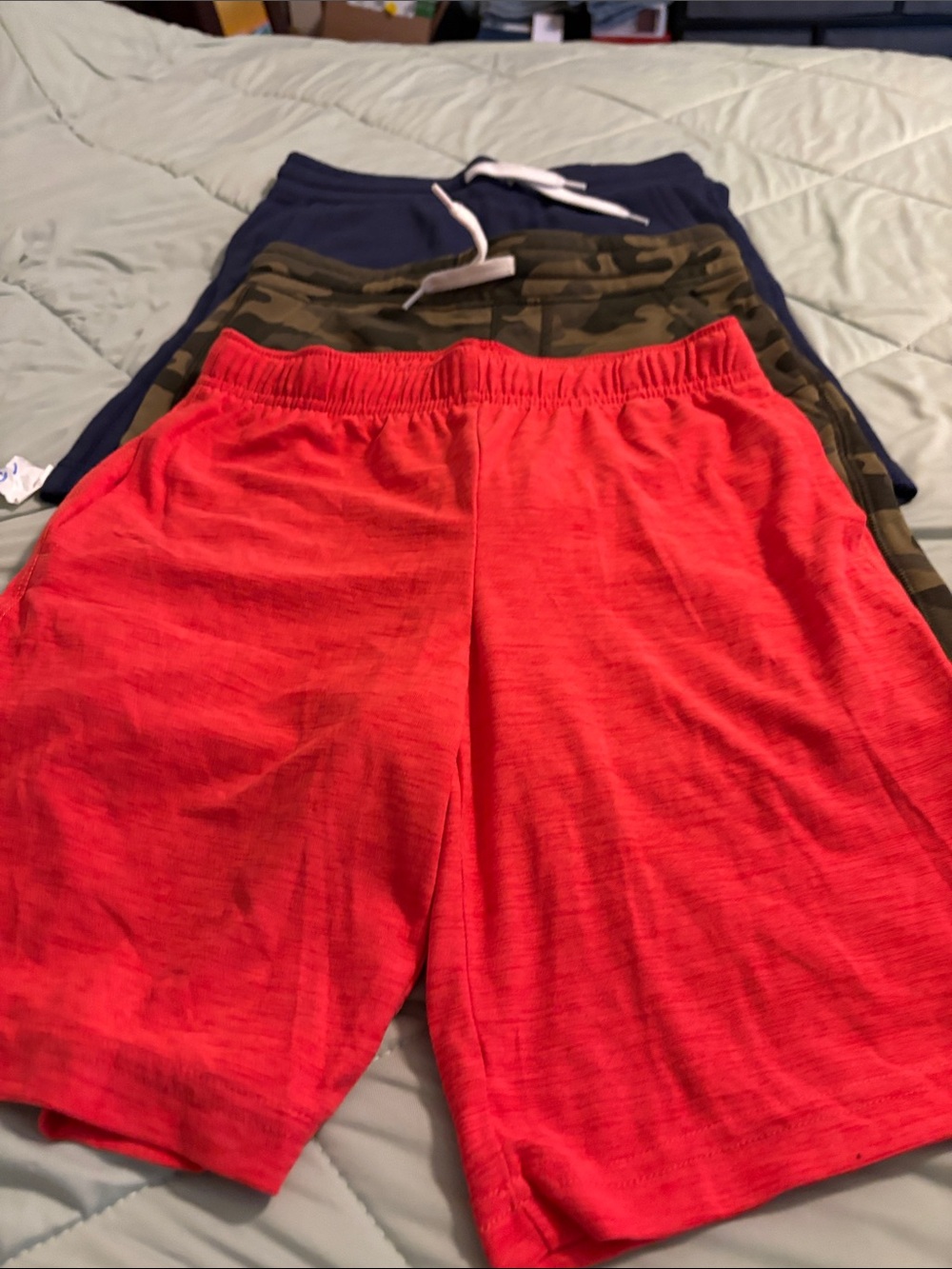 Old Navy Kids Red, Green Camo & Blue Athletic Shorts Set